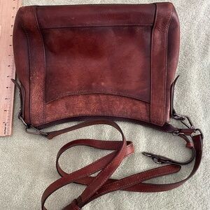 Vintage Brown Leather Crossbody Bag 
Distressed Genuine Leather Boho